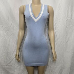 Blue Blush Light Blue and White Mini Dress